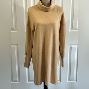 GB beige turtle neck ribbed knit sweater dress nwt
